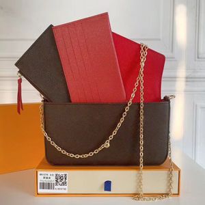 M61276 luxurys designers Felicie 3-piece chain bags classic ladies shoulder bag handbag leather crossbody tote with box 61276