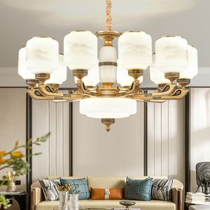 Neue chinesische Stil Kronleuchter Zink-Legierung Wohnzimmer Lampen einfache moderne Esszimmer Schlafzimmer Lampe Villa Teehaus Leuchten Feiguang