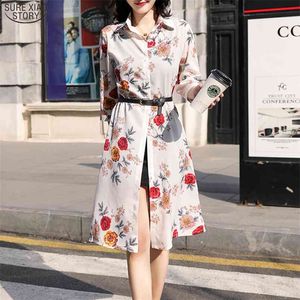 Camicetta coreana stampata da donna Top Protezione solare Abbigliamento Camicia casual Cardigan lungo Camicetta in chiffon femminile Blusas 9123 50 210506