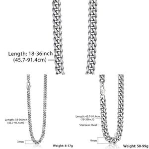 Cuban Men's Stainless Steel Mesh Chain, 18-36 Inch Necklace, Hip Hop Gift, Wholesale, Knm156 Jewelry Q0809