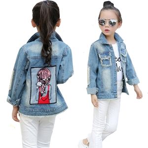 2-12YRS Kızlar Denim Ceket Bebek Kız Giysileri Bahar Nakış Çocuk Kot Ceket Sequins Küçük Güzellik Tasarım Çocuklar Giyim 211204