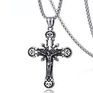 Kreuz Halskette Antike großhandel-Anhänger Halsketten stücke Mode Herren Halskette Antike Silber Christian Jesus Crucifix Kreuz Charme für Schmuckherstellung