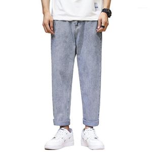 Men's Jeans Wide Leg Men Spring Summer 2022 Light Blue Straight Cut Loose Fit Baggy Ankle-Length Pants Mens Denim Clothes