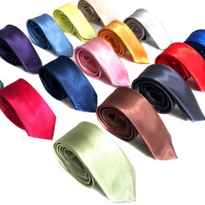 Wholesale solid color tie resale online - 5 cm Solid Color Satin Neck Ties For Men Students School Business Hotel Bank Office Necktie Party Decor Accessories
