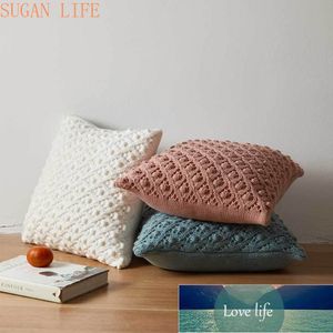 Soft Cushion Cover 45x45cm Mustard Yellow Pink Beige Grey Pillow Cover Knit Home decoration Square Pillow Case For sofa Bed Factory price expert design Quality