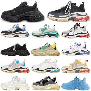 Factory Paris Casual Dad Shoes Triple S Clear Bottom Green Low Top Sneakers Mens and Women Daddy Platform Sports Trainers