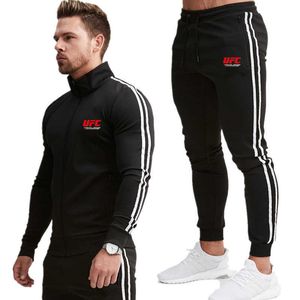 2020 Men's fashion brand long sleeve hoodies stripe pants set male tracksuit sports suit gym set for men Casual sports suit X0909