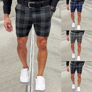 2021 Nowa Moda Męskie Szorty Plaid Drukarnie Summer Casual Luźne Plus Size Krótkie spodnie dla mężczyzn w paski spodenki Harajuku Streetwear X0705