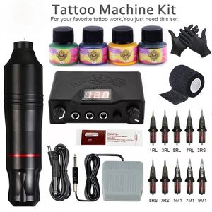 Pro Tattoo Machine Set Rotary Gun Tattoo Pen Cartridges Needles Sets Permanent Makeup Machine Body Arts