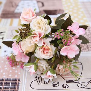 Декоративные цветы венки красивые розовые ветвь искусственное шелк для дома свадьба
