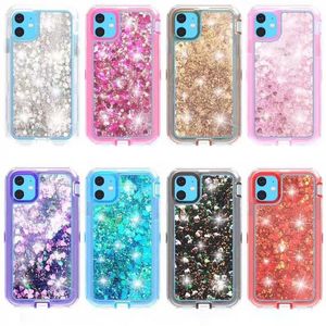 Líquido Glitter QuickSand à prova de choque Provações de telefone para iPhone 13 Mini 12 Pro Max 11 XR XS Capa traseira