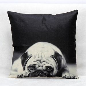 Nero Bianco Dipinto Pug Dog Decorativo Per La Casa Cuscino Del Divano Federa Per Cuscini Cuscini Quadrati In Lino Di Cotone 45x45 Cm 2021 Cuscino/Decorato Di Vendita