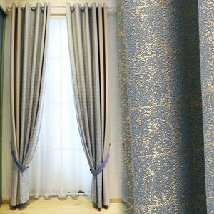 Custom Curtain Modern Splicing Nordic Vardagsrum Sovrum Dubbelsidig Tjock Jacquard Cloth Blackout Tulle Sheer M667 Drapes