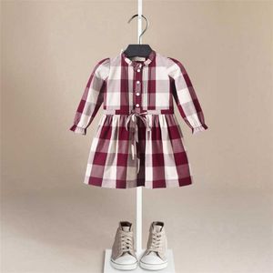 Nowa Moda Baby Girls Jesień Z Długim Rękawem Sukienka Plaid Marka Sukienka Princess Dress Girl Odzież 1 Lata Odzież dziecięca Q0716