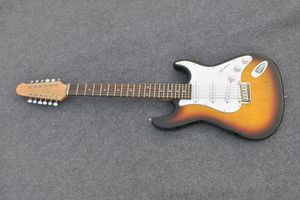 12 cordas guitarra elétrica com pickguard branco, pickups SSS, Rosewood Fretboard, oferecendo serviços personalizados