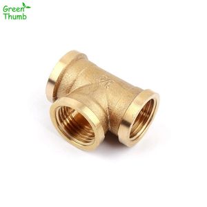 Watering Equipments 1pc 1/2 Inch Female Thread Brass Tee Connector Green Thumb Metal Water Pipe 3 Way Adapter