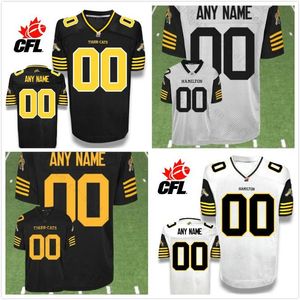 Herren Damen Jugend Hamilton Tiger Cats Benutzerdefiniertes Fußballtrikot Schwarz 100 % Ed-Stickerei S-Trikots Jeder Name und jede Nummer