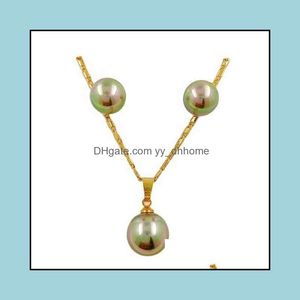 Pendant Necklaces & Pendants Jewelry Listedhawaiian Wholesale Simple Pearl Set Rainbow Colorf Black Coffee Brown White Purple Sier Shell Dro