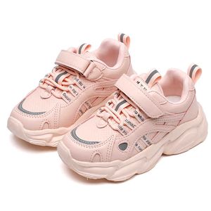 女の子のスニーカーのための子供の靴通気性PUレザー男の子スクール靴ピンク/黒/白、サイズ26~36 G1025