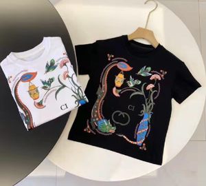 Дизайнерская одежда для малышей, футболки, топ с короткими рукавами для девочек и мальчиков, большие дети, универсальное письмо, дракон, змея, птица, цветочный узор, летние дети, простой стиль