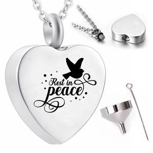 Heart bird souvenir pendant necklace cremation jewelry ashes urn-Rest in peace