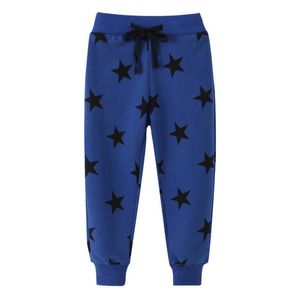 Jumping Meters Autumn Winter Boys Children Warm Clothing Sweatpants Cotton Cartoon Stars Print Pants for Clothes 210529