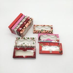 Nuove scatole per imballaggio di ciglia natalizie Soffici ciglia di visone Flase da 25 mm Etichetta privata personalizzata Scatola per ciglia vuota