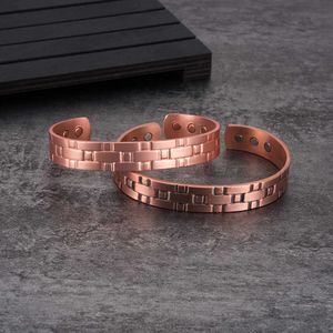 Cross Copper Bracelet Men Vintage 13mm Adjustable Cuff Bracelet Male Health Energy Therapy Magnetic Bracelet Benefits Arthritis Q0717