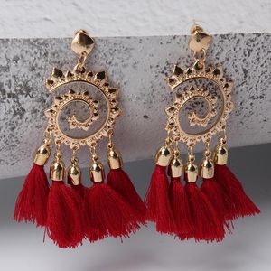Dangle ljuskrona tassel droppe örhängen för kvinnor stor uttalande bohemian handgjorda brincos örhänge tassle mode smycken oorbellen