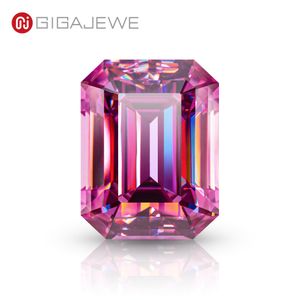 Gigajewe Pink Color Emerald Cut Vvs1 Moissanite Diamond 0.8-12CT dla biżuterii
