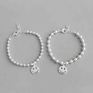 sterling sier 925 fashion jewelry minority smiling face round beaded ball chain bracelet