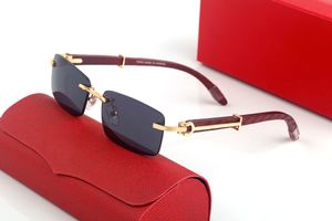 Fashion sunglasses designer glasses Golden Blue metal carved wooden legs rectangular business casual simple Multi men and women high-quality with original box