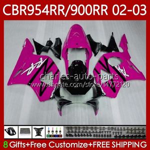 Body Kit für HONDA CBR954-RR CBR900RR 2002-2003 Karosserie Pink schwarz 61No.122 CBR954RR CBR954 CBR900 CBR 900 954 RR CC 900CC 2002 2003 CBR 954RR 900RR 02 03 Verkleidungen