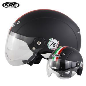 Italië 76 Zwarte helm Halfgezicht voor Vespa Chopper Scooter Light Fietsen Elektrische Motorfiets Helmen Dot ECE goedgekeurd