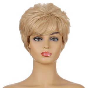 ショートボブ合成ウィッグブロンドPerruques de Cheveux humentsシミュレーション女性Wig-269