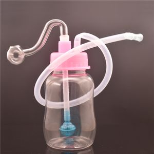 Plastic Acrylic Oil Burner Water Bong 10mm oil burner pipes thick Clear pipe small Bubbler Bong MiNi Oil Dab Rigs vs glass bong