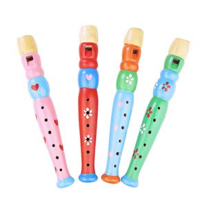 20cm Small Wooden Rhythm Flute for Toddlers Kids Preschool Children Music Enlightenment Early Education Musical Toy