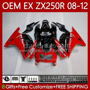 OEM-Körper für Kawasaki Ninja EX250 ZX250 R EX ZX 250R ZX-250R 2008-2012 81NO.9 EX-250 ZX250R 2008 2009 2011 2012 EX250R 08 09 10 11 12 Injektionsverkleidung Fabrik rot BLK