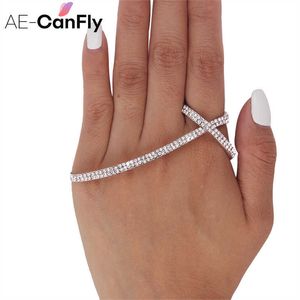 AE-CANFLY Fashion Hand Bracelets Bangles for Women Rhinestone Snowflake Cross Palm Bracelet Cuff 2K2034 X0706