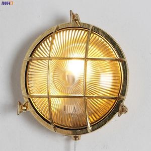 Vägglampor Vattentät kopparlampa LED Modern nordiska badrumslampor Creative Glass Wandlamp Vintage Mirror Light Home Lighting