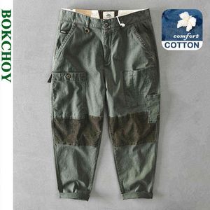 Höst och vinter Nya Mäns Bomull Patchwork Matchande Multi-Pocket Casual Pants Z333 H1223