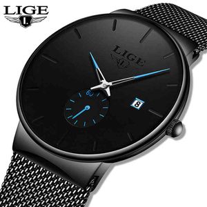 Lige Mens Relógios Top Luxury Marca Homens Moda Negócios Assista Casual Analog Quartzo Pulso de Pulso Relógio Impermeável Relogio Masculino Q0524