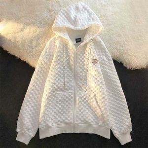 Y2K Boy Hoodie Moda Fermuar Kore Tarzı Uzun Kollu Çift Tişörtü Beyaz Sonbahar Kıyafetler Kawaii Giysileri 211013