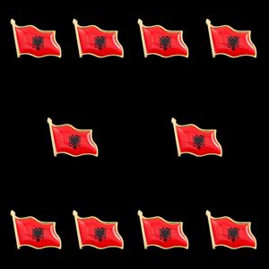 10 adet Arnavutluk Unisex Ulusal Ülke Altın Kaplama Bayrağı Yaka Amblem Moda Pins Seti