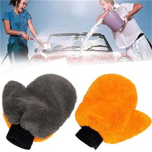 Five Fingers Gloves Soft Coral Fleece Car Washing Clean Window Door Velvet Water Absorption Care Glass Dust Cleaning Washer Super Absorbent