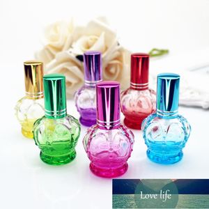 1PC 12ml Colorful Crown Empty Glass Perfume Bottle Small Sample Portable Parfume Refillable Scent Sprayer