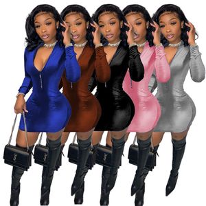 Großhandel Langarm Samt Kleider Einteiliges Set Sexy Bodycon Y2k Kleid Hohe Qualität Elegante Luxus Club Tragen Frauen Kleidung k7851