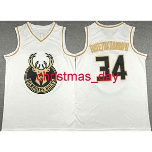 Stitched custom Giannis Antetokounmpo #34 White Gold Jersey Men's Women Youth Basketball Jersey XS-6XL