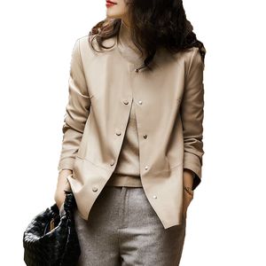 Vårhöst Kvinnor Läderjacka PU Läder Stor Storlek 4XL Casual Jackor Elegant Coat Fashion Outerwear Femme
