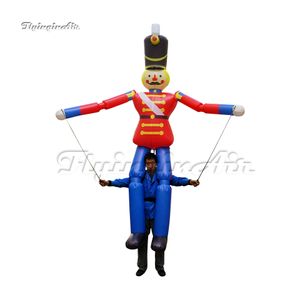 3.5m Red Walking Inflatable Nutcracker King Puppet Personalized Blow Up Cartoon Figure Doll Christmas Parade Performance Costume For Stage Show
